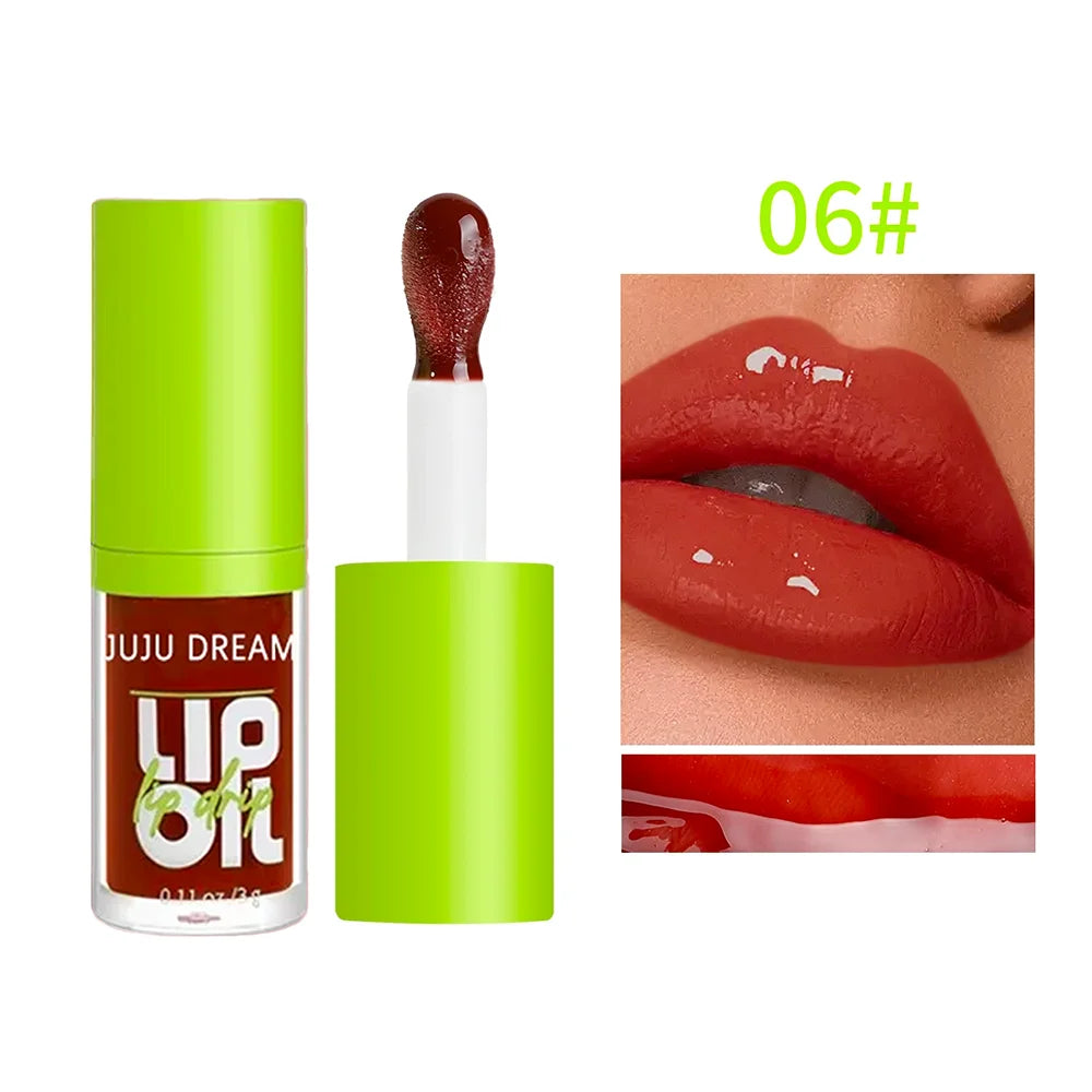 6 Colors Tinted Lip Oil Gloss - Moisturizing Shiny Finish, Waterproof Long-Lasting