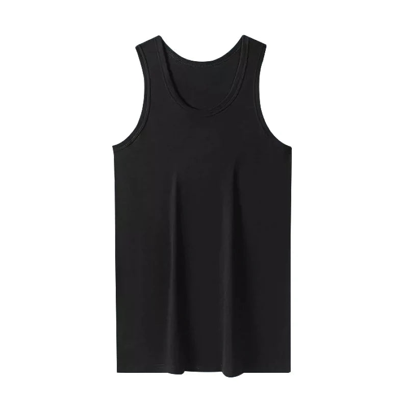 Men's Wide-Shoulder Cotton Tank Top – Breathable Sweat-Absorbent Sports & Gym Vest