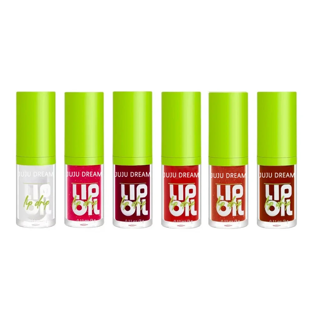 6 Colors Tinted Lip Oil Gloss - Moisturizing Shiny Finish, Waterproof Long-Lasting