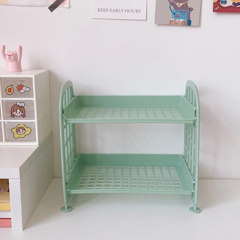 Multi-Tier Desktop Storage Organizer Rack – Stackable Stationery & Cosmetic Shelf