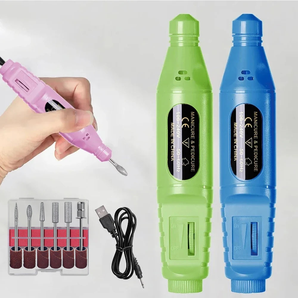 Electric Nail Drill Machine – Professional Manicure Tool with 6 Colors & EU/US/USB Plug