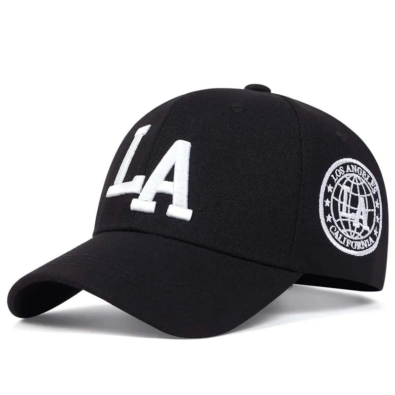 LA Embroidered Snapback Baseball Cap - Unisex Adjustable Hat, Multiple Colors