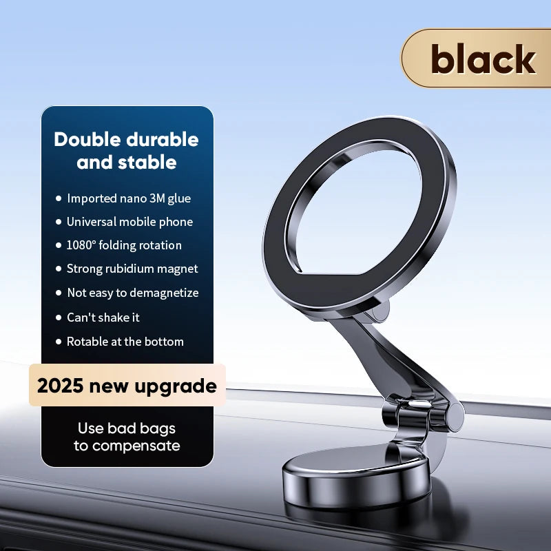 Magnetic Car Phone Mount – 360° Rotation Foldable Holder for iPhone & All Smartphones