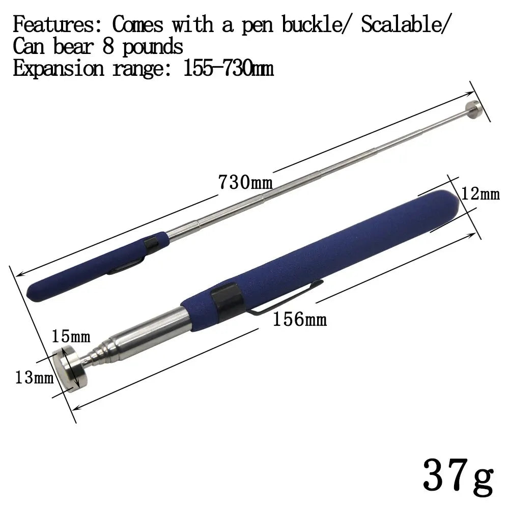 Magnetic Retractable Pickup Tool – Extendable Pen Clip Iron Rod, 5/8/10 LB