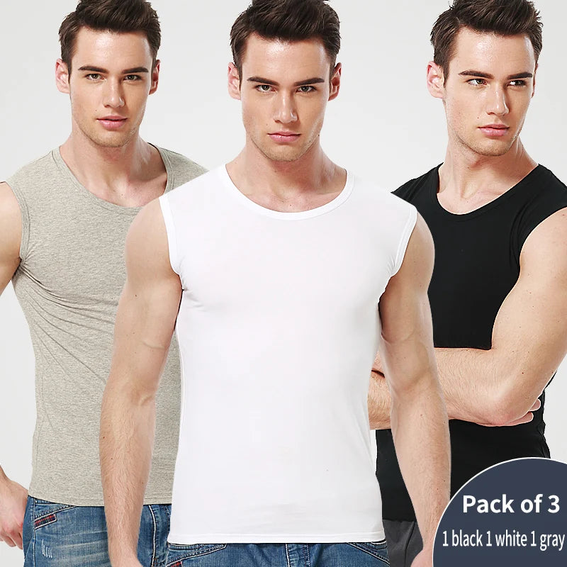 Men's Wide-Shoulder Cotton Tank Top – Breathable Sweat-Absorbent Sports & Gym Vest