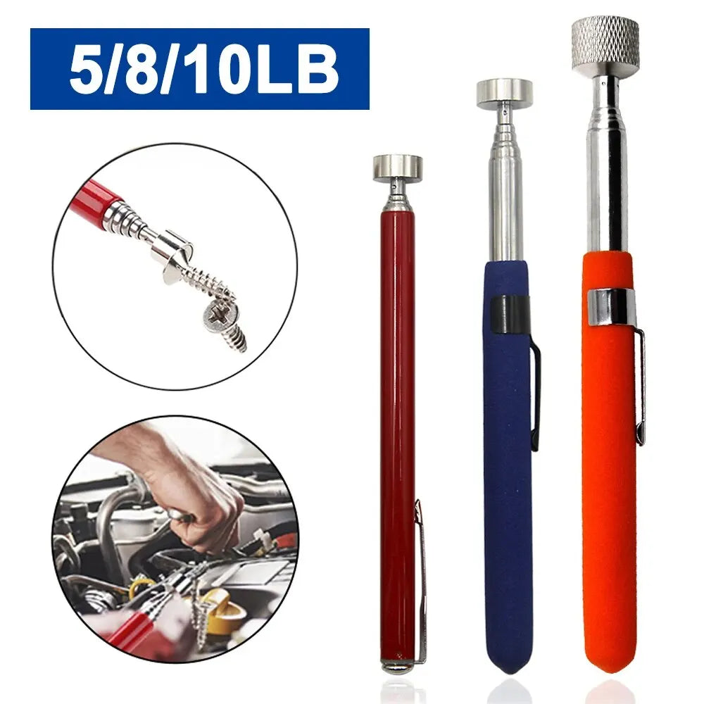 Magnetic Retractable Pickup Tool – Extendable Pen Clip Iron Rod, 5/8/10 LB