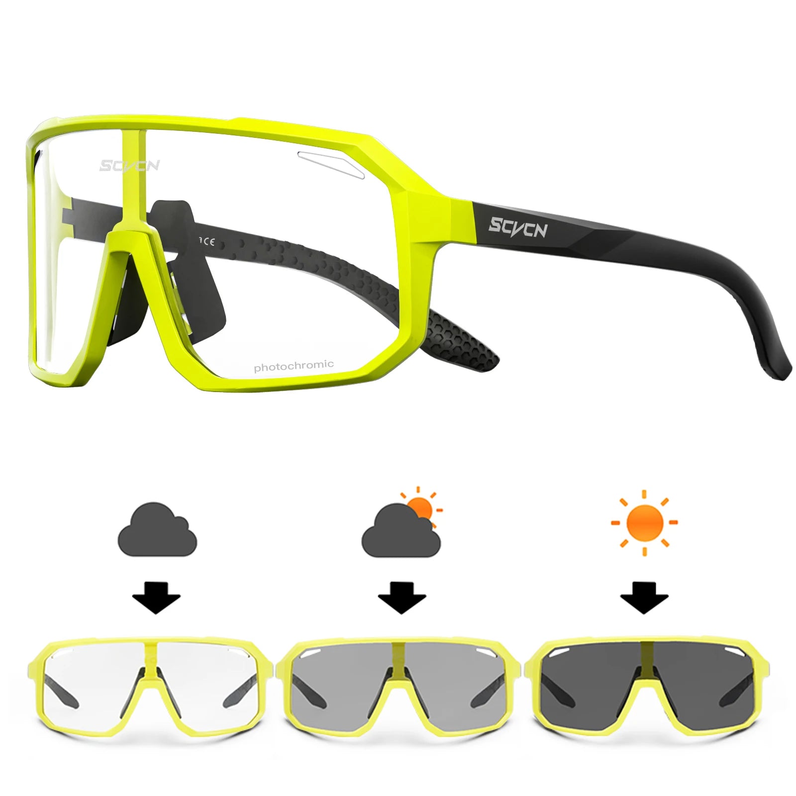 SCVCN Photochromic Cycling Sunglasses – UV400 Mountain Bike Glasses for Men & Women