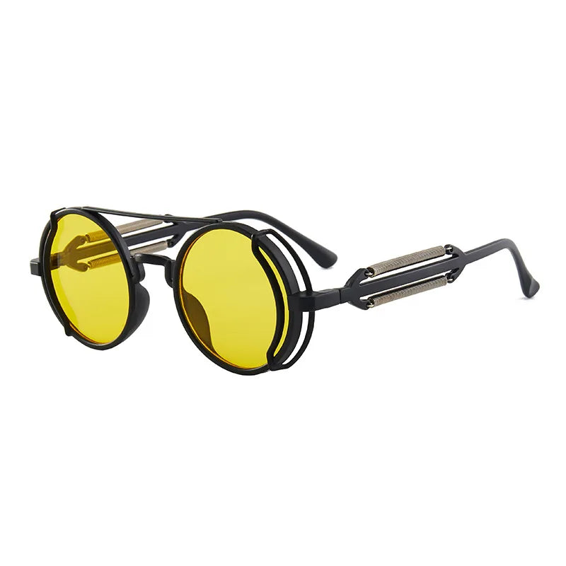 Classic Gothic Steampunk Sunglasses – Retro Round Mirror Lens Fashion Eyewear for Men & Women