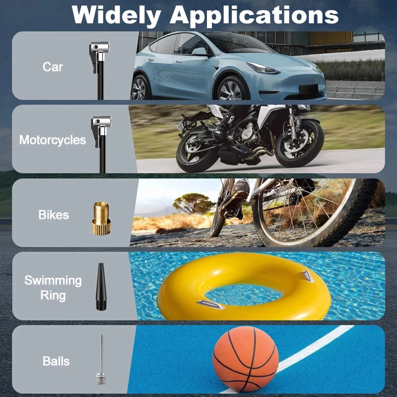 LEIBOO Portable Air Compressor – Fast Electric Tire Inflator for Car, Bike & Motorcycle