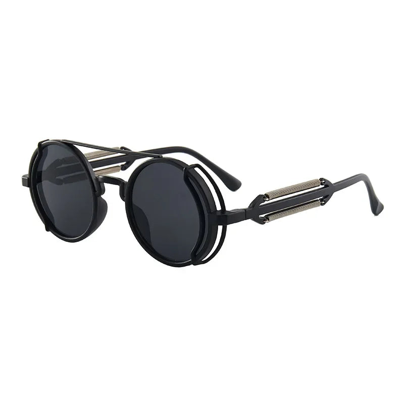 Classic Gothic Steampunk Sunglasses – Retro Round Mirror Lens Fashion Eyewear for Men & Women