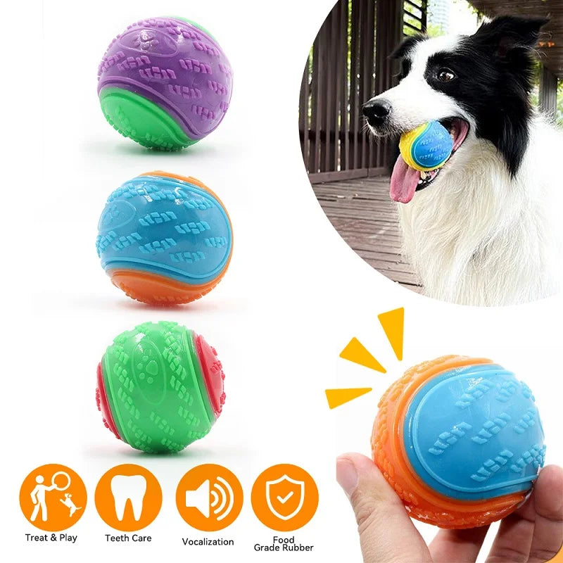 Interactive Dog Ball Toy | TPR Teeth Cleaning Squeaky Ball for Dogs