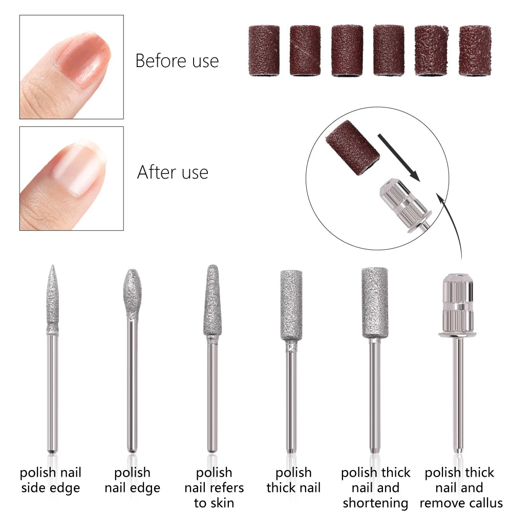 Electric Nail Drill Machine – Professional Manicure Tool with 6 Colors & EU/US/USB Plug