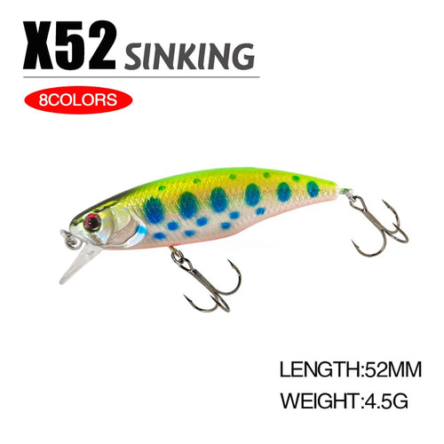 52mm Sinking Minnow Fishing Lure – Bass Pike Jerkbait Wobbler (1 pc)