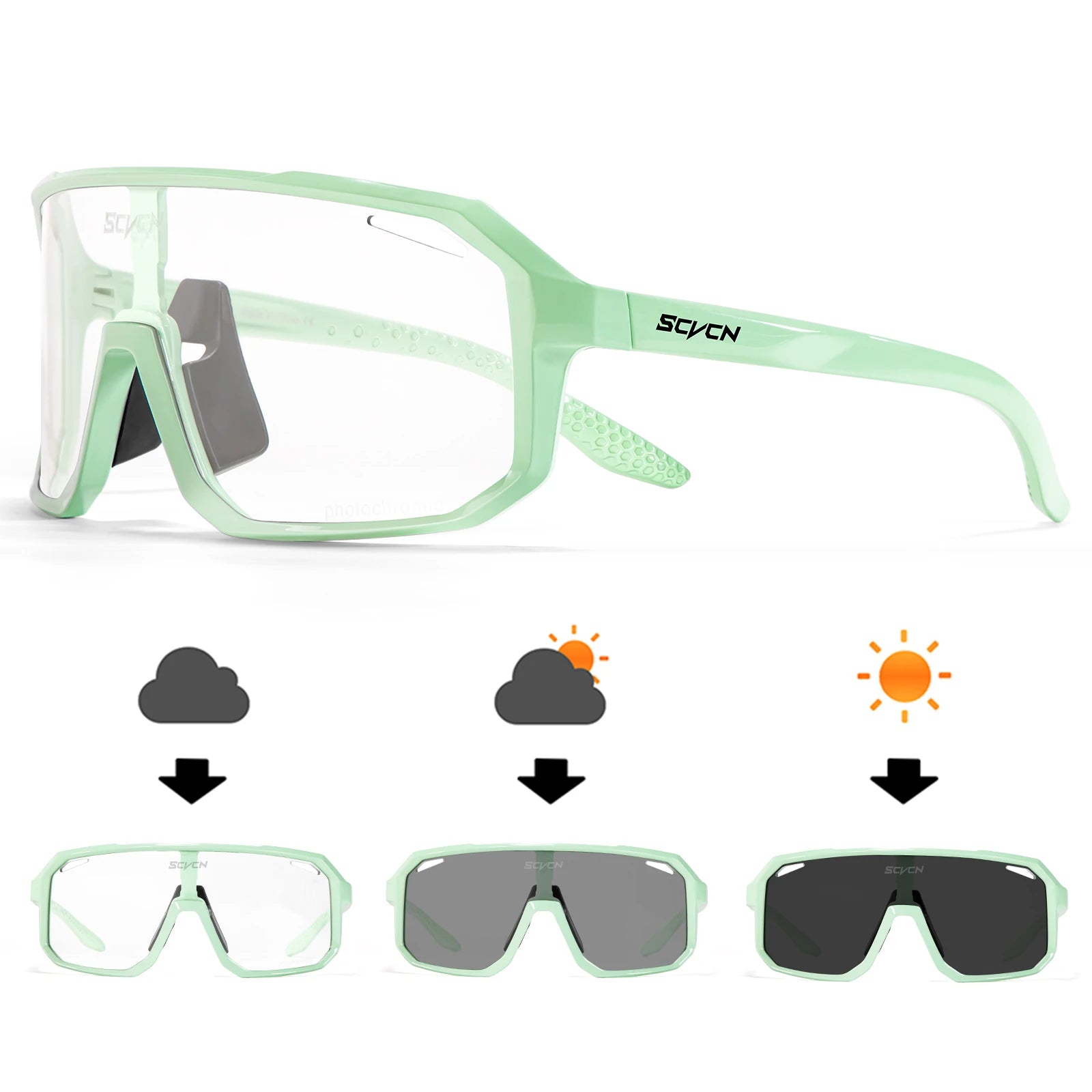 SCVCN Photochromic Cycling Sunglasses – UV400 Mountain Bike Glasses for Men & Women