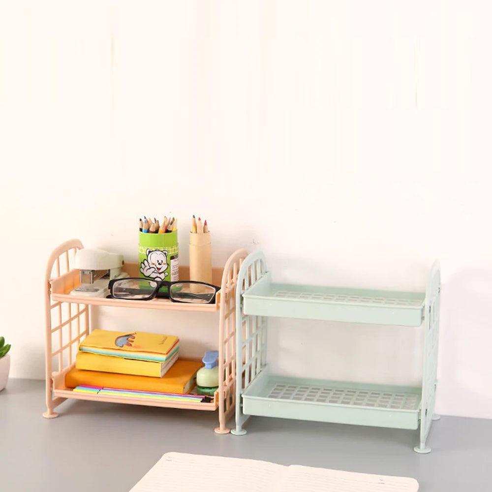 Multi-Tier Desktop Storage Organizer Rack – Stackable Stationery & Cosmetic Shelf