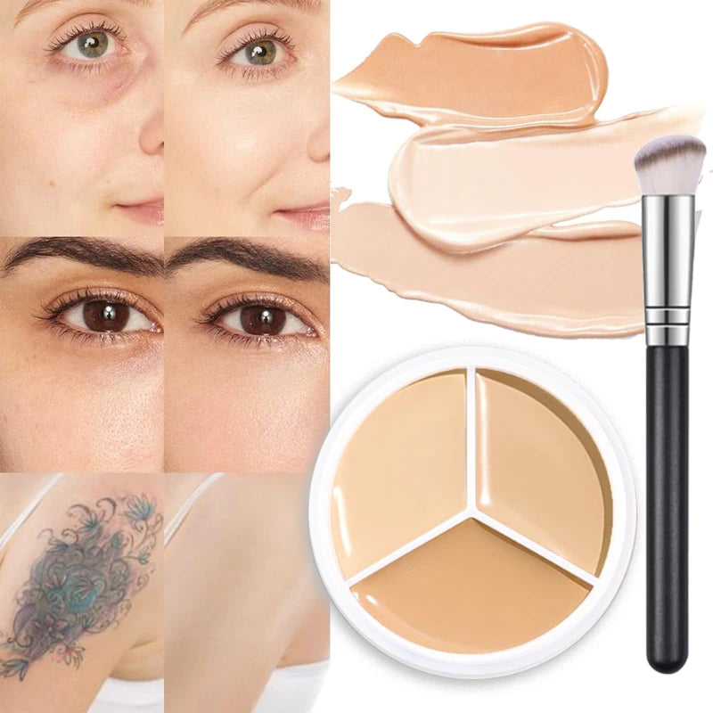 3-Color Concealer Palette | Full Coverage for Dark Circles, Blemishes & Uneven Skin Tone