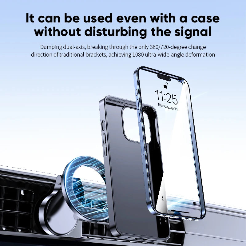 Magnetic Car Phone Mount – 360° Rotation Foldable Holder for iPhone & All Smartphones