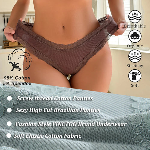 3-Pack Women's Lace Bikini Panties – Seamless Soft Cotton Underwear Set (Sizes S-XL)