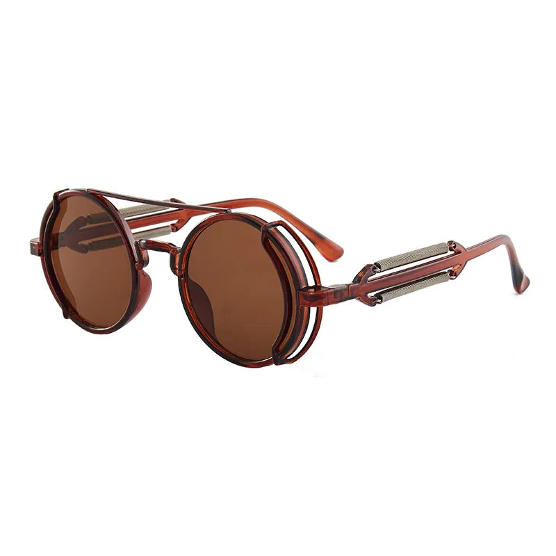 Classic Gothic Steampunk Sunglasses – Retro Round Mirror Lens Fashion Eyewear for Men & Women