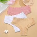 3-Pack Women's Lace Bikini Panties – Seamless Soft Cotton Underwear Set (Sizes S-XL)