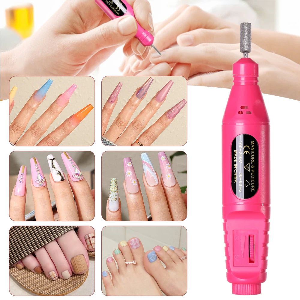 Electric Nail Drill Machine – Professional Manicure Tool with 6 Colors & EU/US/USB Plug