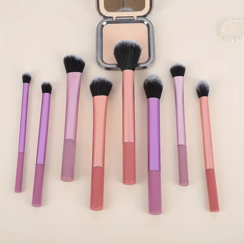 8pcs Makeup Brush Set – Soft Synthetic Foundation, Blush & Eyeshadow Brush Kit