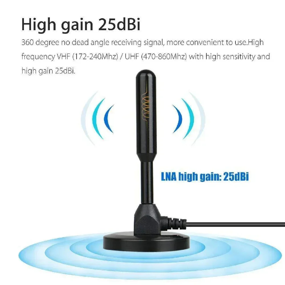 Indoor Digital TV Antenna - Ultra HD with VHF/UHF Amplifier, 200 Mile Range