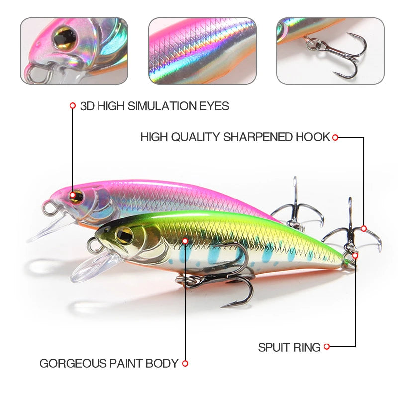 52mm Sinking Minnow Fishing Lure – Bass Pike Jerkbait Wobbler (1 pc)