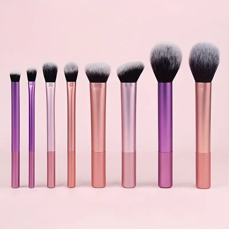 8pcs Makeup Brush Set – Soft Synthetic Foundation, Blush & Eyeshadow Brush Kit