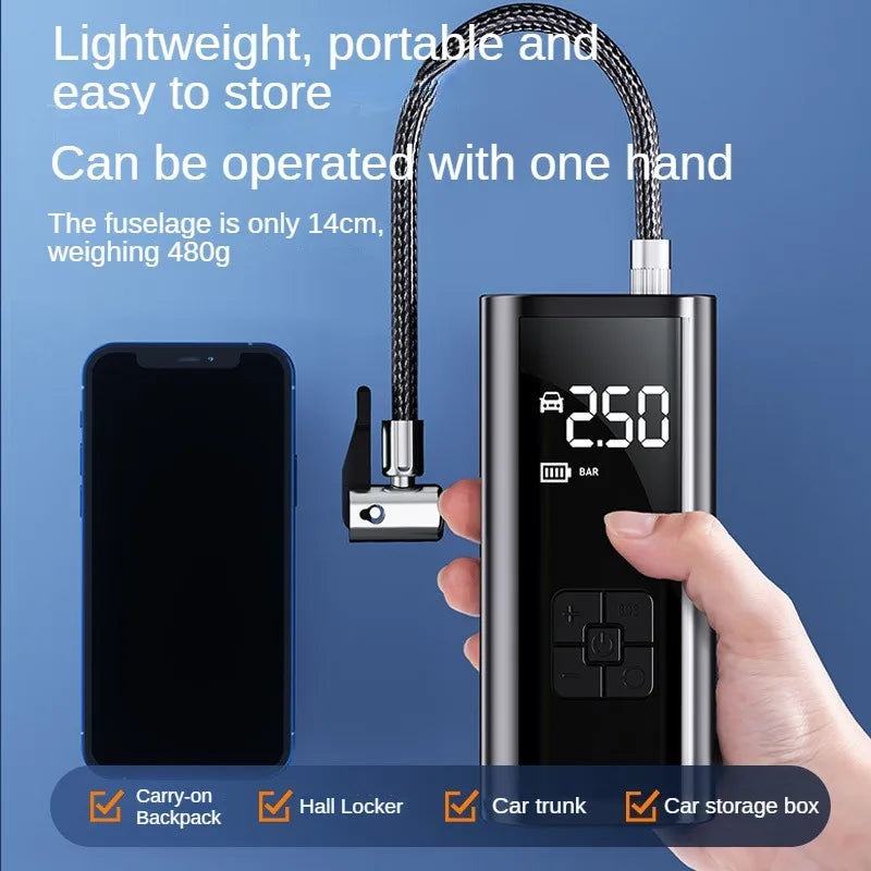 LEIBOO Portable Air Compressor – Fast Electric Tire Inflator for Car, Bike & Motorcycle