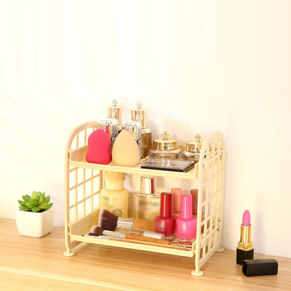 Multi-Tier Desktop Storage Organizer Rack – Stackable Stationery & Cosmetic Shelf