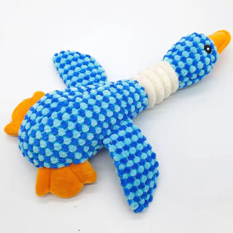Squeaky Plush Dog Toy for Aggressive Chewers – Durable Interactive Pet Toy (Blue/Yellow)