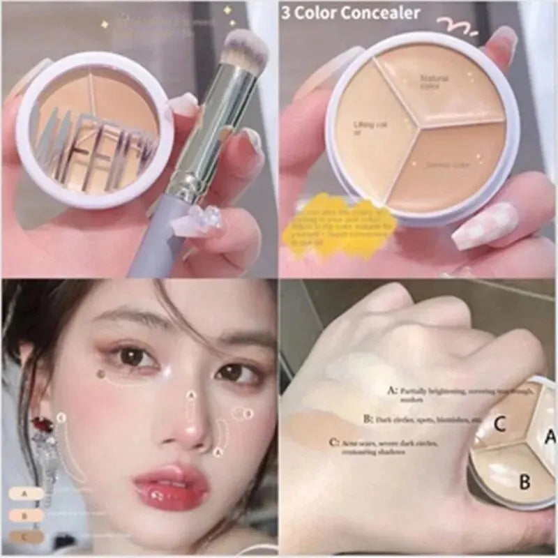 3-Color Concealer Palette | Full Coverage for Dark Circles, Blemishes & Uneven Skin Tone
