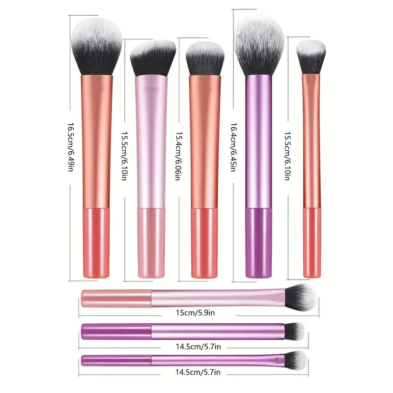 8pcs Makeup Brush Set – Soft Synthetic Foundation, Blush & Eyeshadow Brush Kit