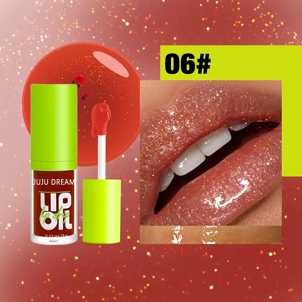 6 Colors Tinted Lip Oil Gloss - Moisturizing Shiny Finish, Waterproof Long-Lasting