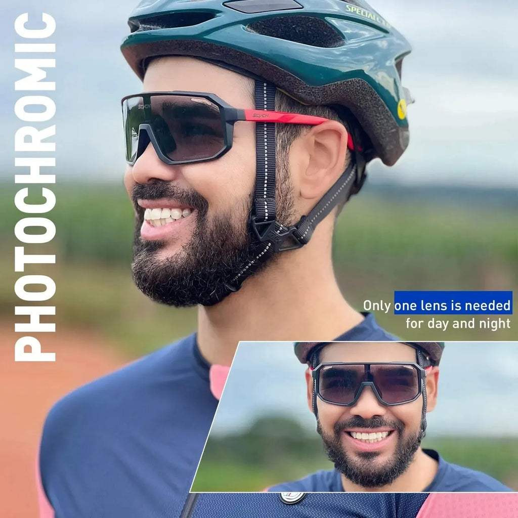 SCVCN Photochromic Cycling Sunglasses – UV400 Mountain Bike Glasses for Men & Women