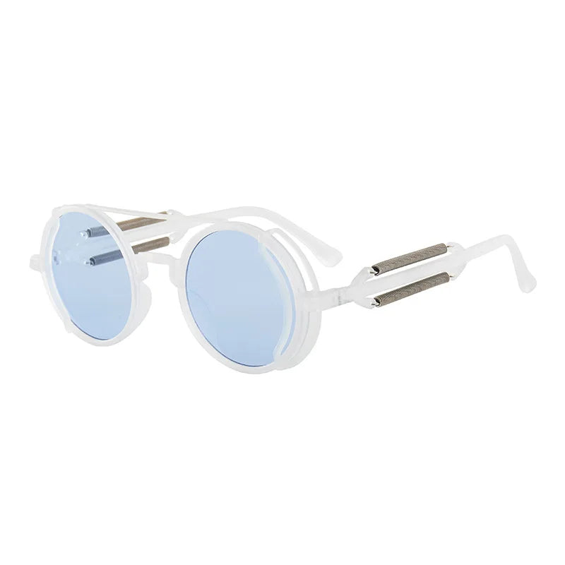 Classic Gothic Steampunk Sunglasses – Retro Round Mirror Lens Fashion Eyewear for Men & Women