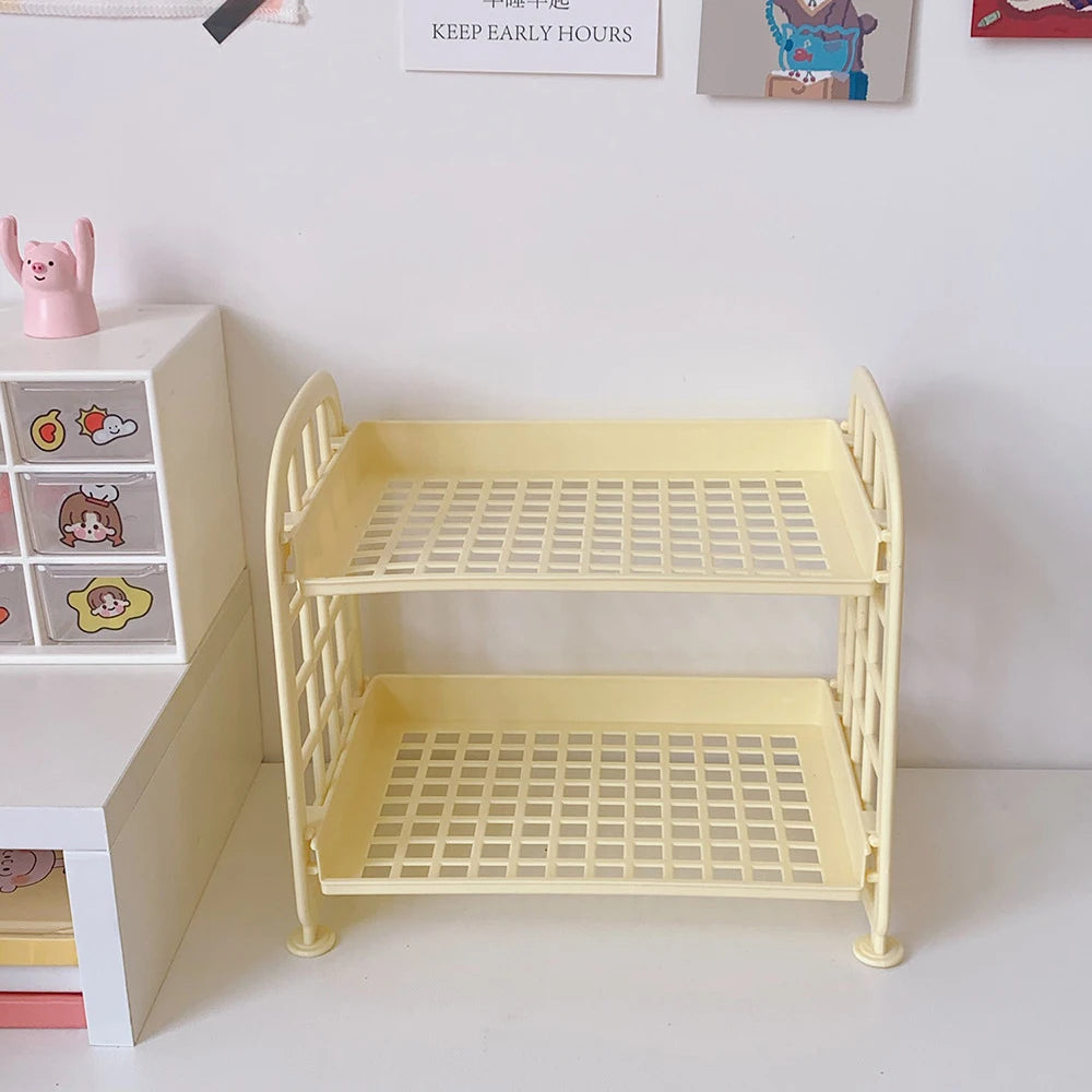 Multi-Tier Desktop Storage Organizer Rack – Stackable Stationery & Cosmetic Shelf