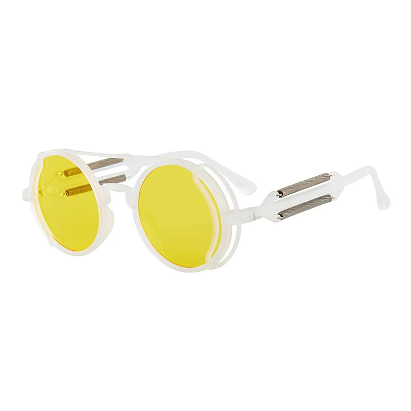 Classic Gothic Steampunk Sunglasses – Retro Round Mirror Lens Fashion Eyewear for Men & Women