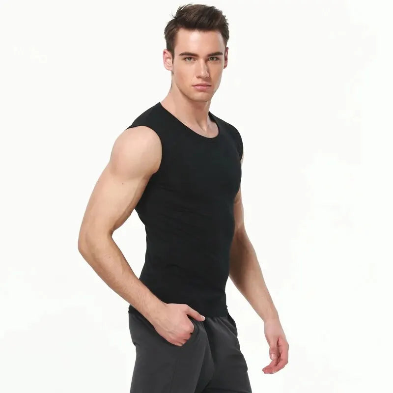 Men's Wide-Shoulder Cotton Tank Top – Breathable Sweat-Absorbent Sports & Gym Vest