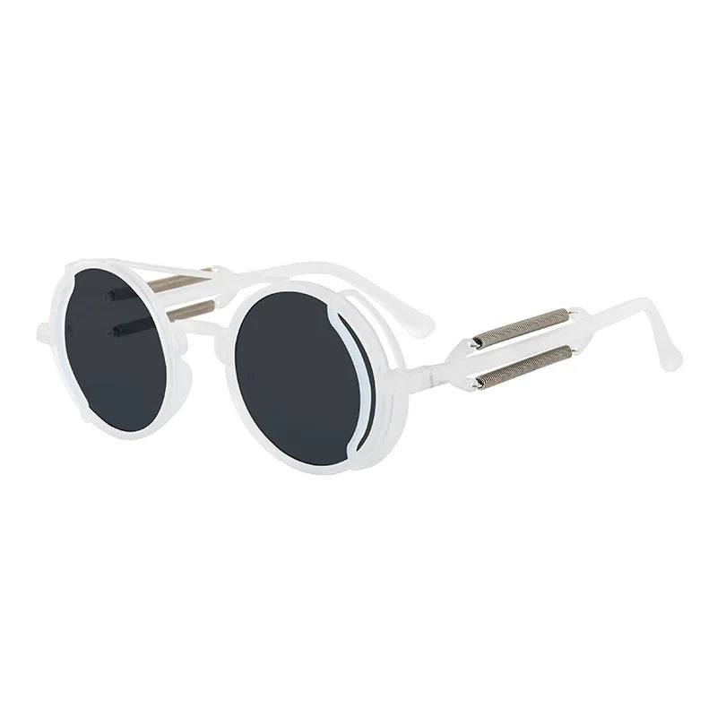 Classic Gothic Steampunk Sunglasses – Retro Round Mirror Lens Fashion Eyewear for Men & Women
