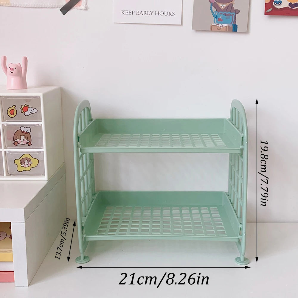 Multi-Tier Desktop Storage Organizer Rack – Stackable Stationery & Cosmetic Shelf