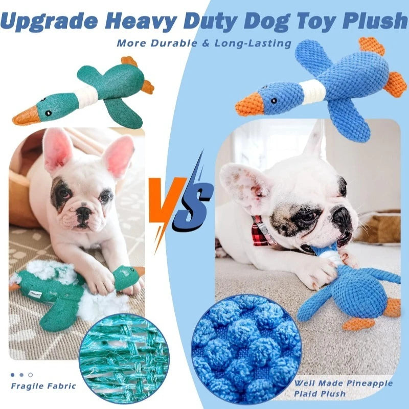 Squeaky Plush Dog Toy for Aggressive Chewers – Durable Interactive Pet Toy (Blue/Yellow)