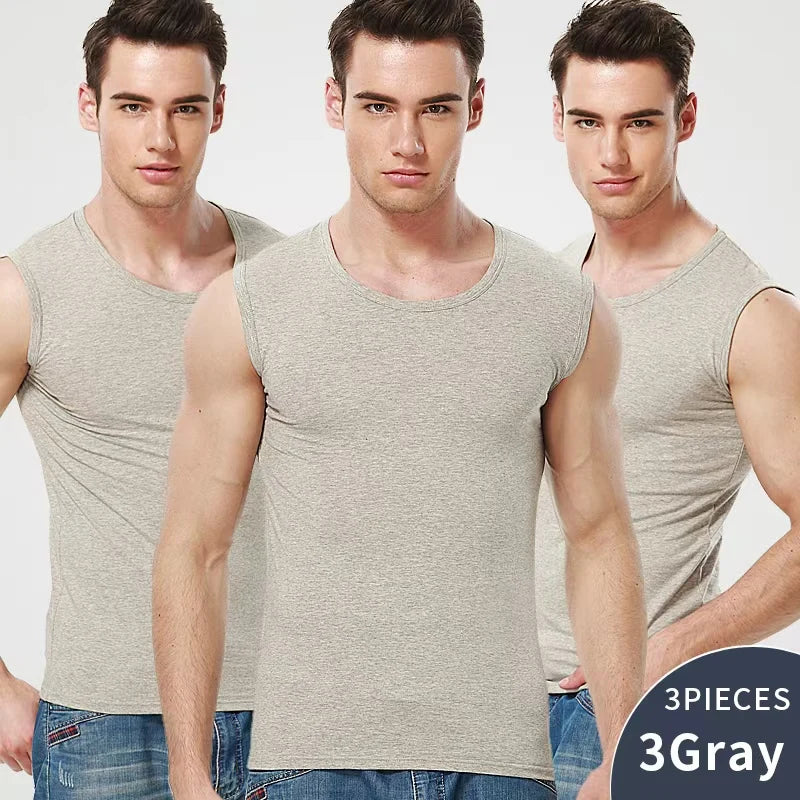 Men's Wide-Shoulder Cotton Tank Top – Breathable Sweat-Absorbent Sports & Gym Vest