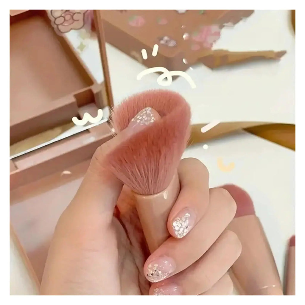 5pcs Mini Travel Makeup Brush Set – Complete Face Brush Kit with Mirror Storage Case