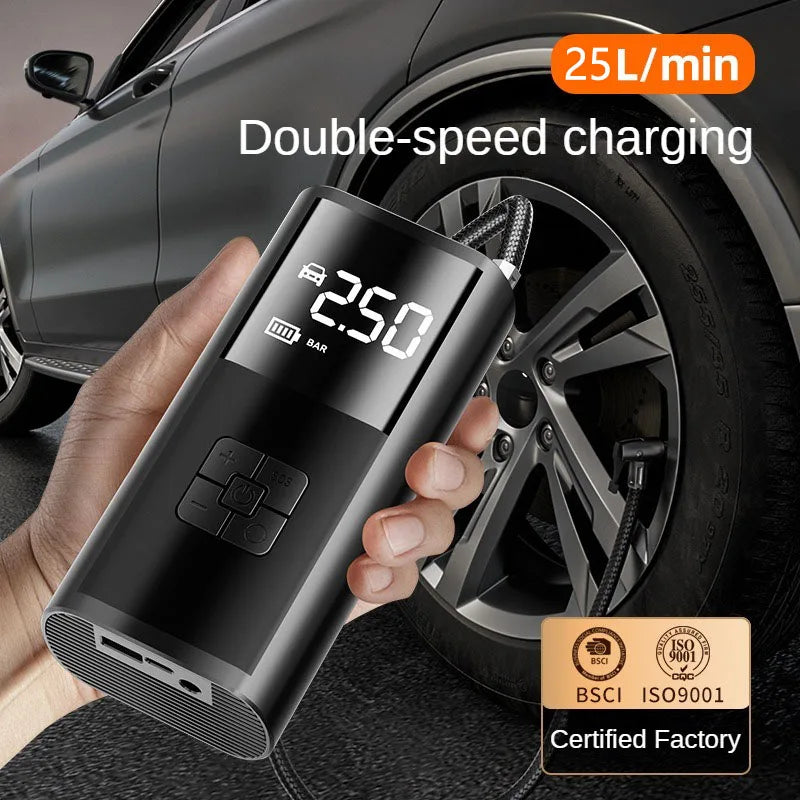 LEIBOO Portable Air Compressor – Fast Electric Tire Inflator for Car, Bike & Motorcycle