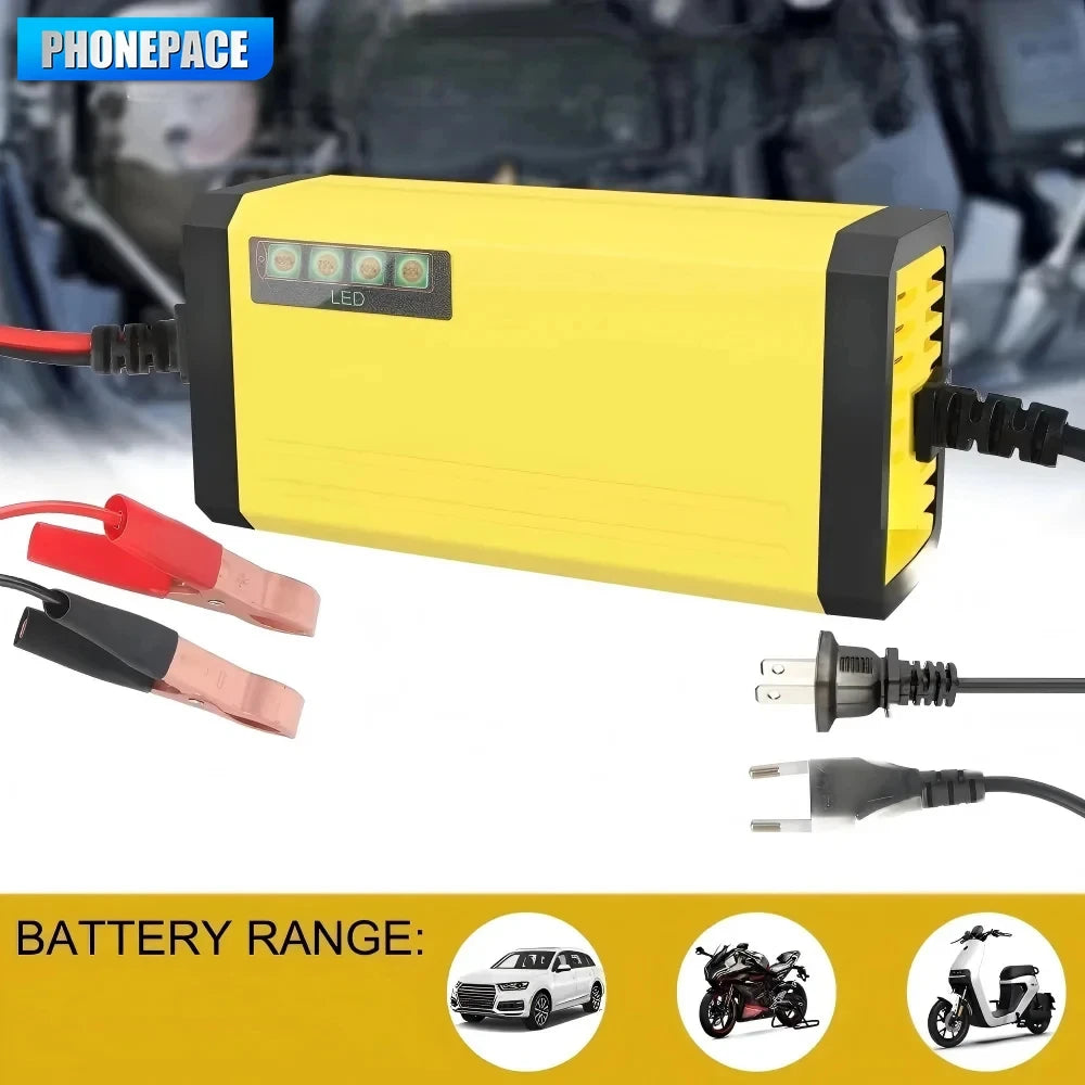PHONEPACE 12V 2A Car Battery Charger – LCD Display Smart Charger for Wet & Dry Lead Acid Batteries