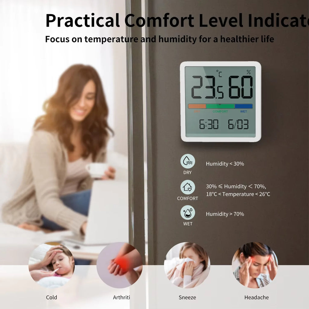 Digital Indoor Hygrometer & Thermometer - Temperature Humidity Monitor for Home & Kitchen
