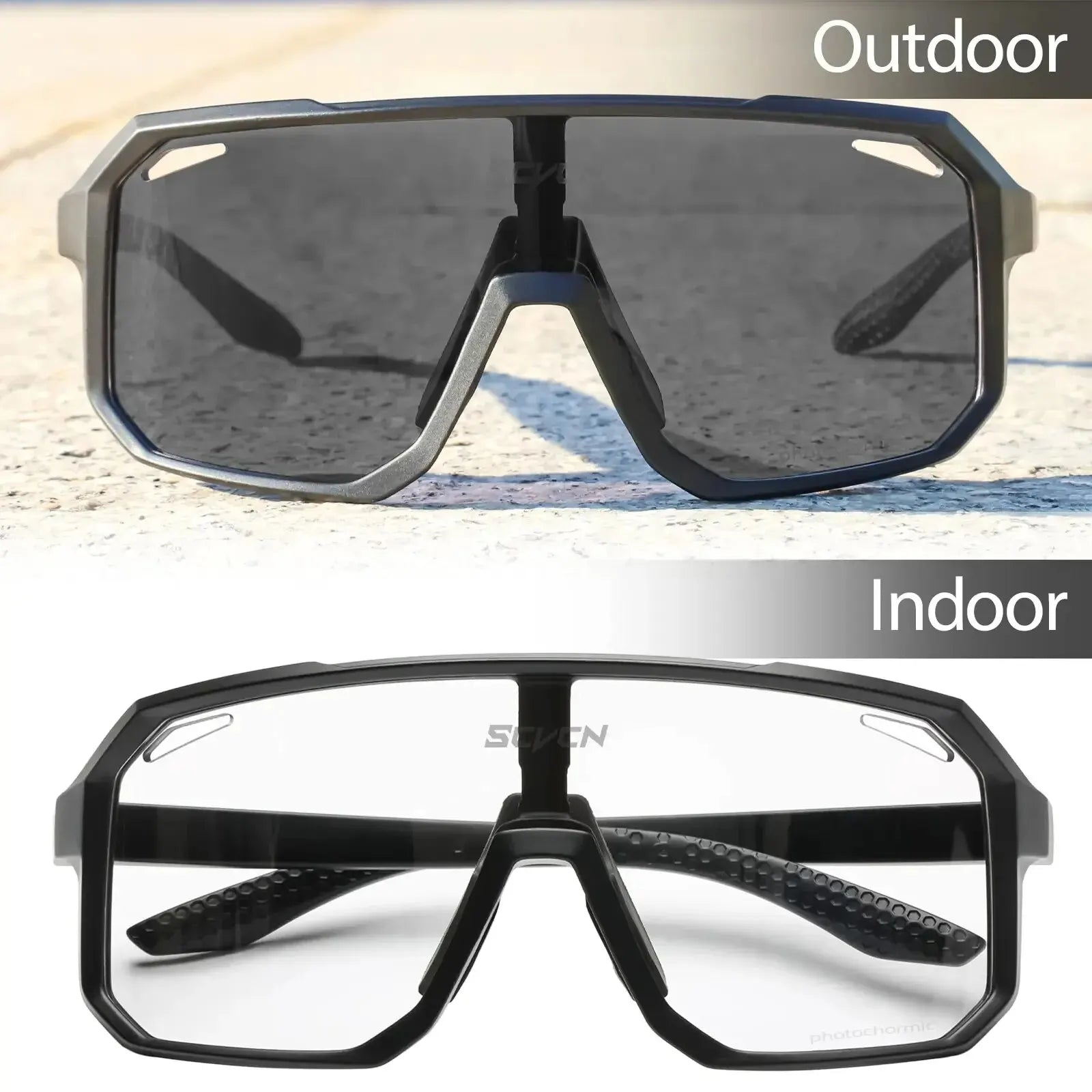 SCVCN Photochromic Cycling Sunglasses – UV400 Mountain Bike Glasses for Men & Women