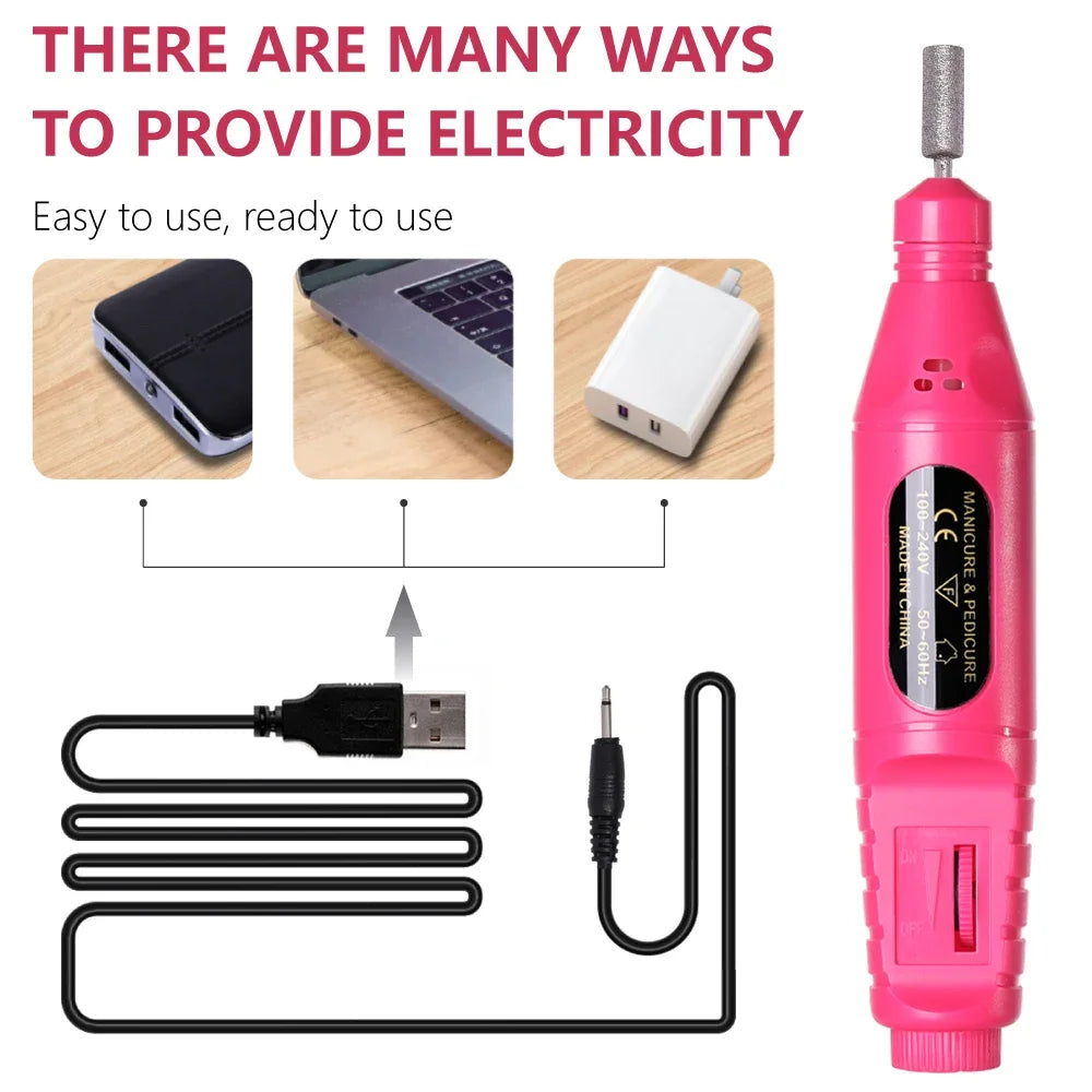 Electric Nail Drill Machine – Professional Manicure Tool with 6 Colors & EU/US/USB Plug